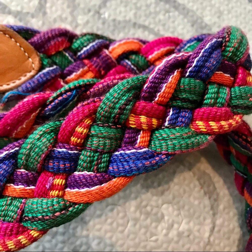 Vintage Guatemalan Braided Belt, Multicolour, 80s/90s, Leather - Picture 4 of 5